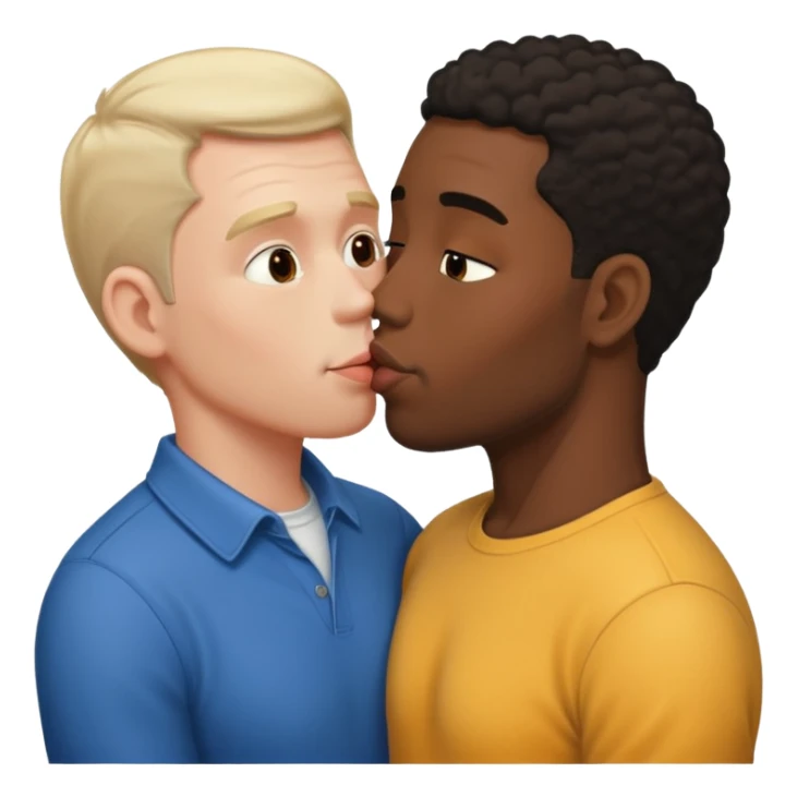 White adult male and black man making out sticker