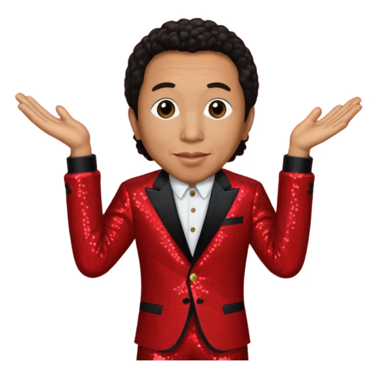 Smokey Robinson with dark brown hair, red sequin outfit sticker