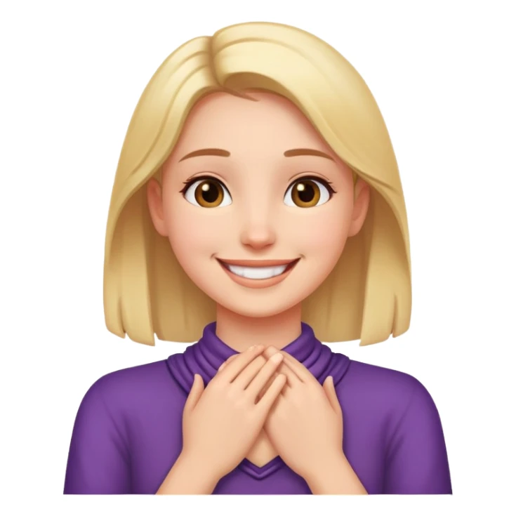 A girl holding her putting her hands around her neck smiling  sticker