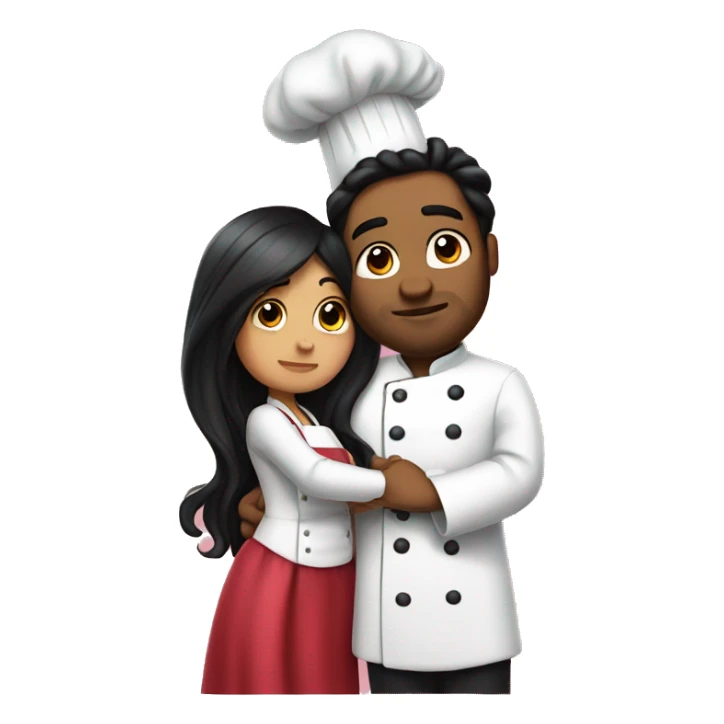 Chef with big belly kisses princess with long black hair  sticker