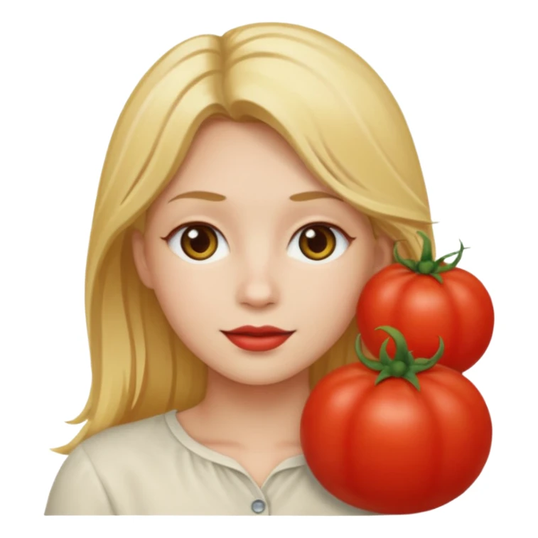 a red tomato with blonde hair coming out of it  sticker