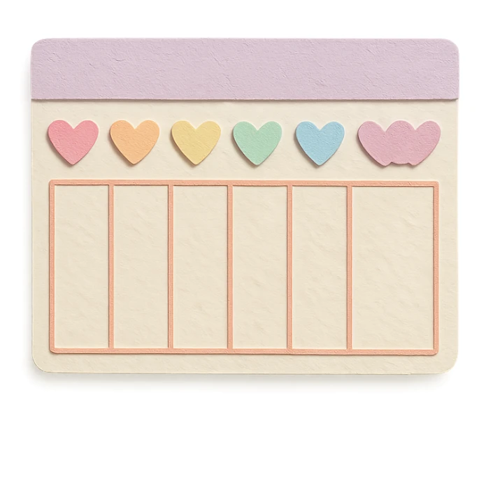 soft pastel kawaii weekly planner box with pastel heart icons sticker