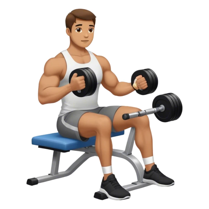 man seated weighted wrist curl sticker