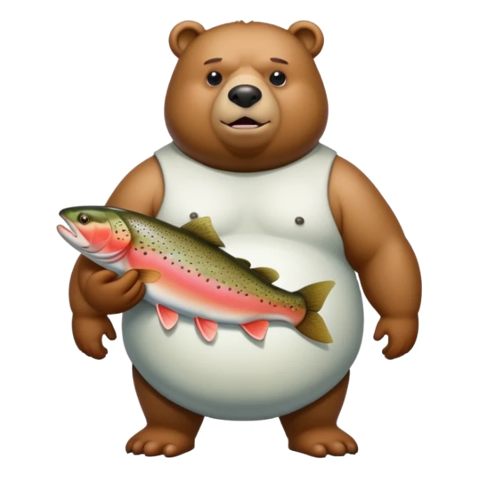 trota with bear arms and overweight human body sticker