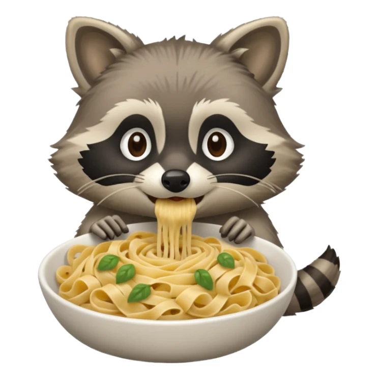 Raccoon eating pasta sticker