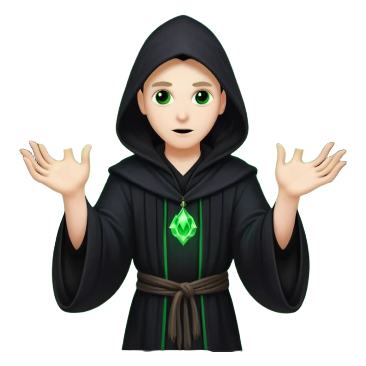 A dark sorcerer in flowing black robes, conjuring eerie green flames sticker