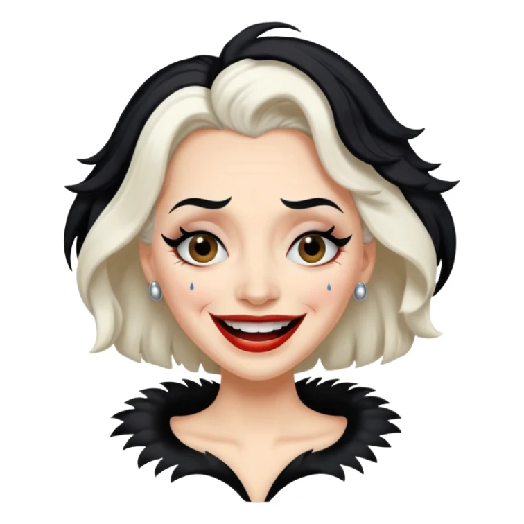 cruella de vil crying of laughter sticker