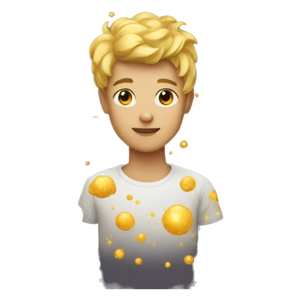 Person wearing t shirt filled with golden galaxies sticker