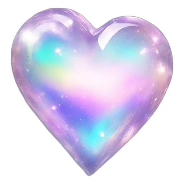 Sparkly glossy Pastel whitish iridescent glass crystal nebula glass heart sticker