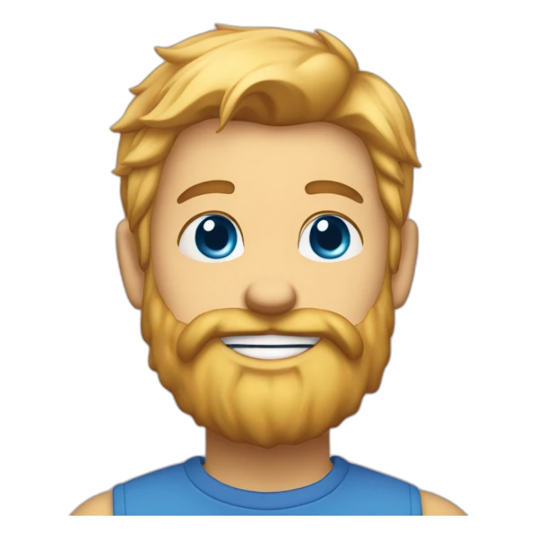gleddyn with blue eyes and a blonde beard smiling full face hearts on their cheeks sticker