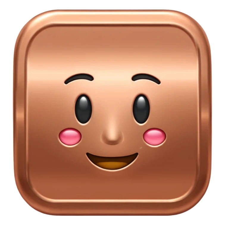 Create an Android-style emoji of a copper ingot. Make it simple, flat, and cartoon-like with solid copper colors, no shine, no reflections, and no realistic metallic effects. Keep the shapes clean and rounded in the style of modern Android emojis.
 sticker