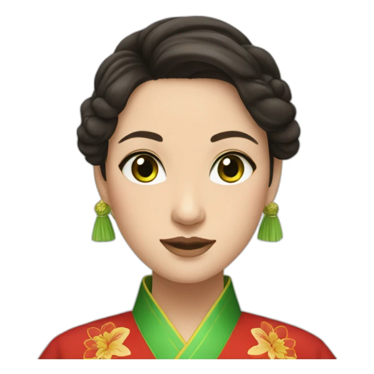 Brunette with green eyes dressed in Chinese traditional clothes sticker