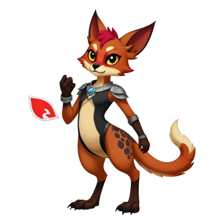 Dark edgy badass cool Falvie-Fionbri-creature-fursona, full body, with random markings sticker