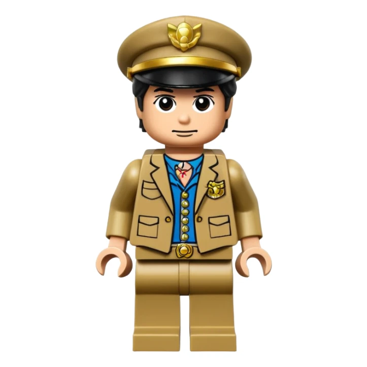 Jotaro Kujo as lego minifigure, full lego figurine view sticker