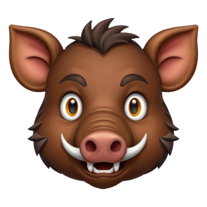 Wild boar face with long tusks emoji realistic sticker