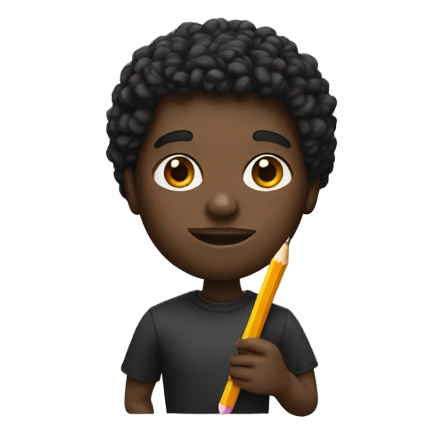 black memoji with sketchbook and a pencil in his hand sticker