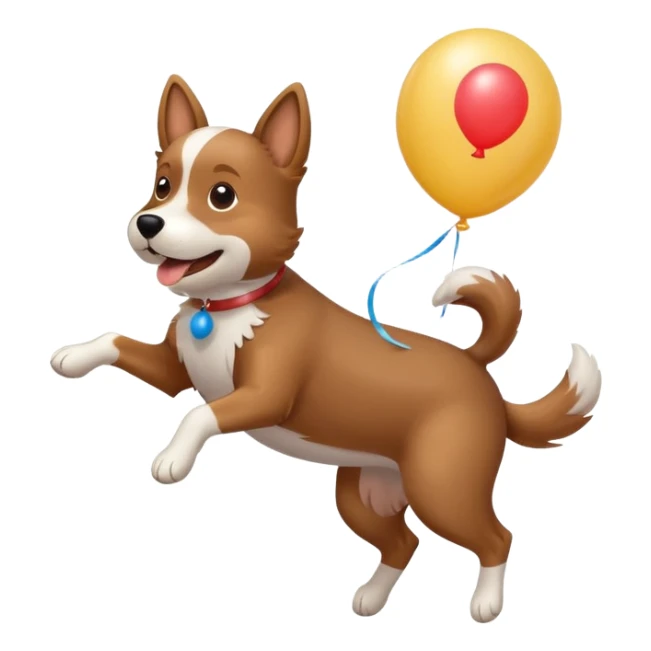 playful dog jumping with birthday balloon sticker