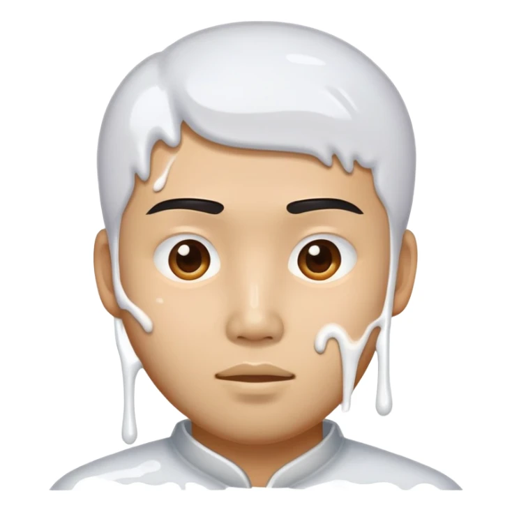 asian guy with lots of white glue on him sticker