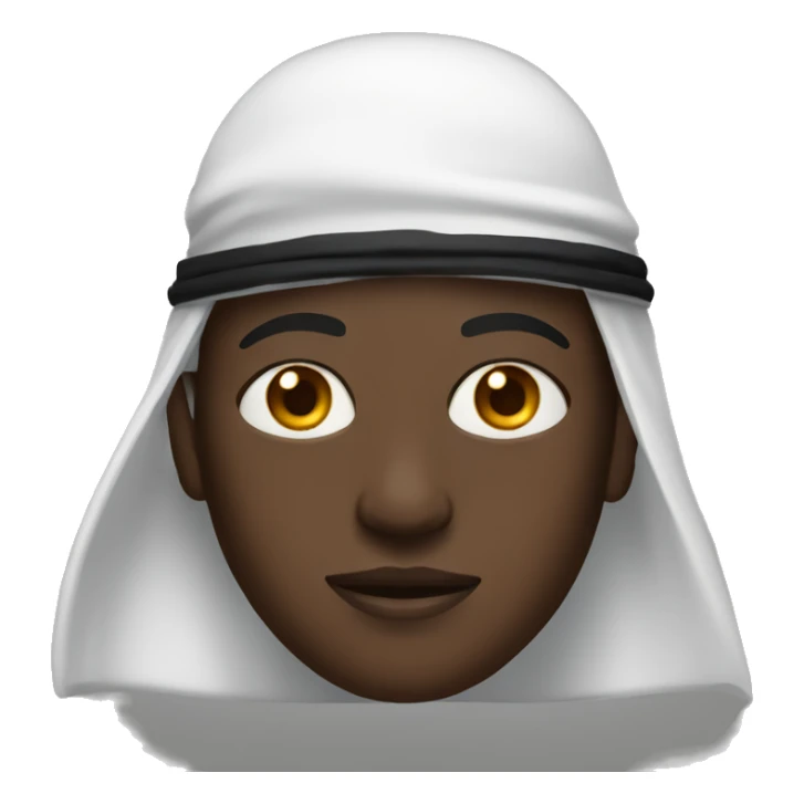 full black person with white eyes wearing a arabic hat sticker