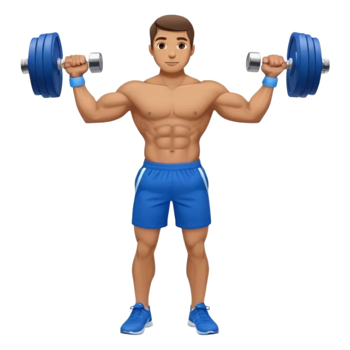 man with blue shorts doing side-lateral raise (T pose) with light dumbbells sticker