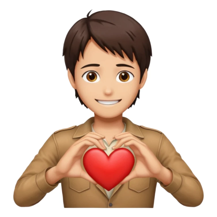 Eren Yeager making a heart sign sticker