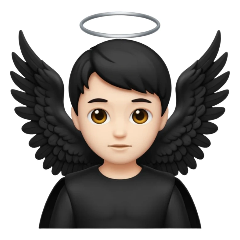 Créé un emojis avec une tenue complète d'ange et des ailes noir de demon sticker