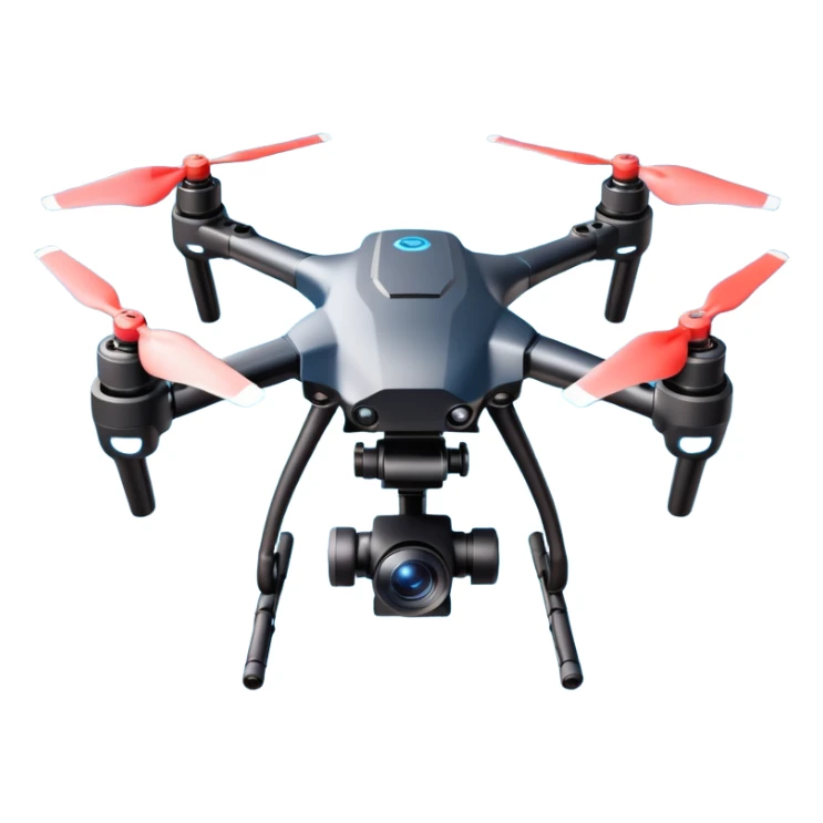 cinematic camera drone object icon, 3-axis gimbal stabilized camera, large lens, carbon fiber arms, glowing status lights, 3D cartoon, mobile game icon style, centered, clean background, no text, no watermark
  sticker