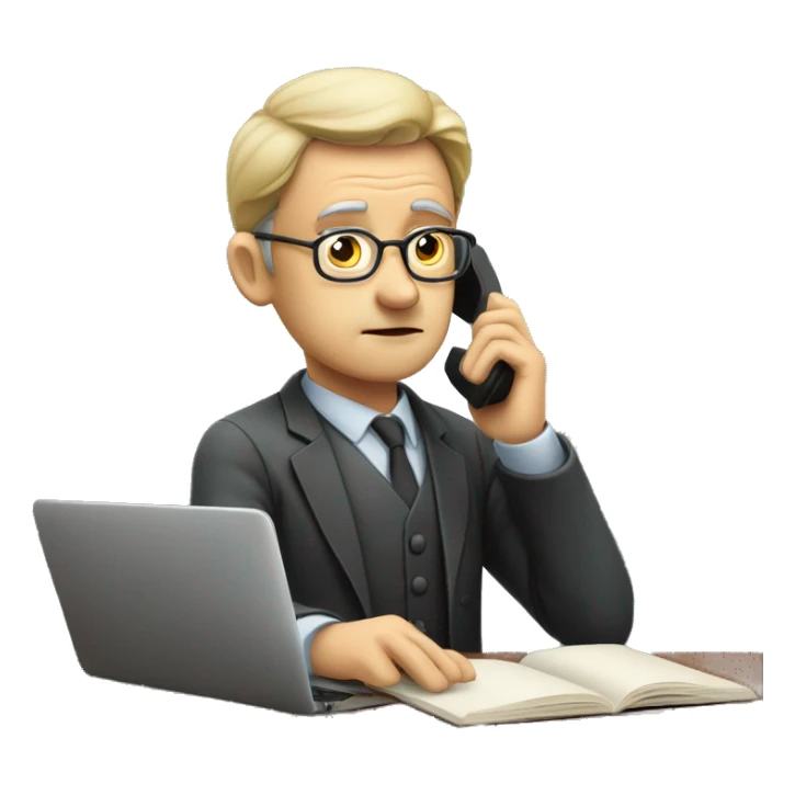 professor on mobile phone listening intently o advice  sticker