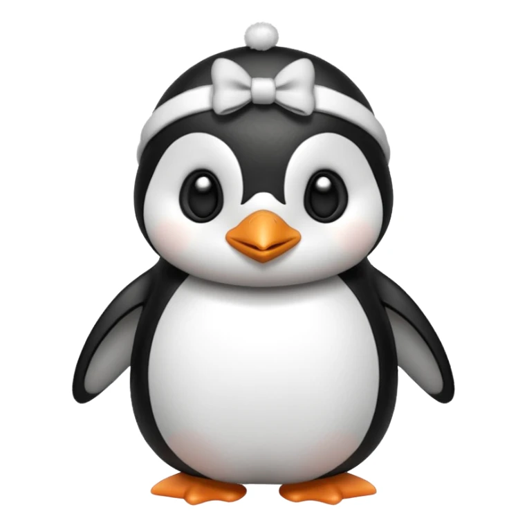 A penguin with a bow next to his head sticker