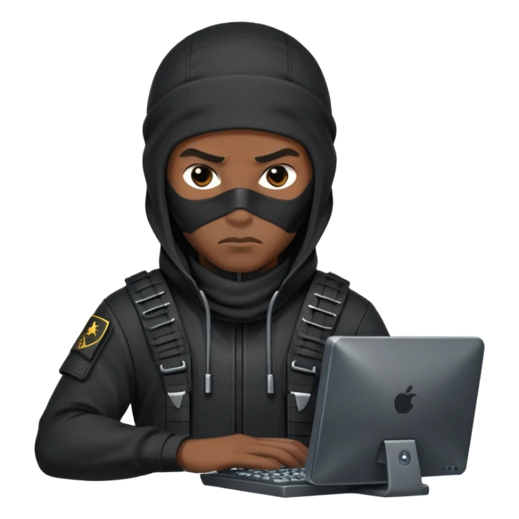 african-american mercenary black ninja hacker terminal command center sticker