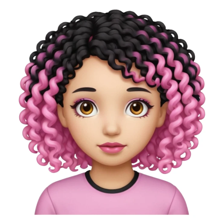 Zumbi menina de cabelo cacheado baixo preto e rosa sticker