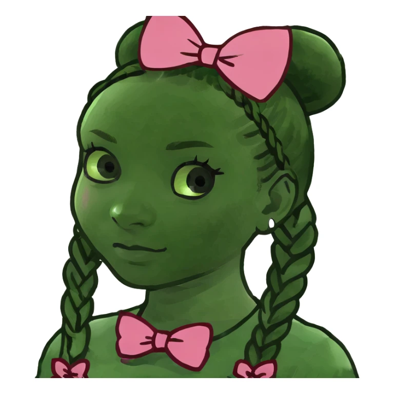 Girl with braids and pink bows sticker