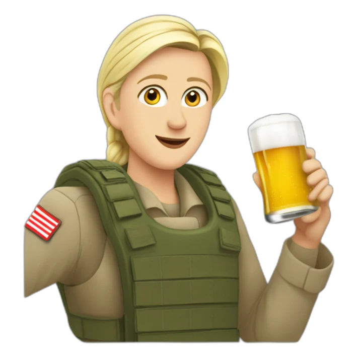 Marine lepen avec une bière sticker