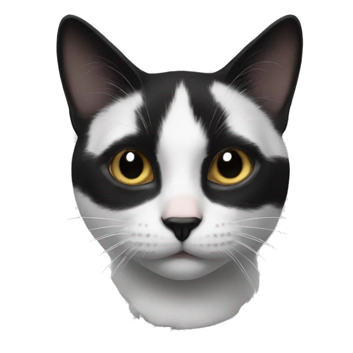 Black and white cat with only white mouth and black nose sticker