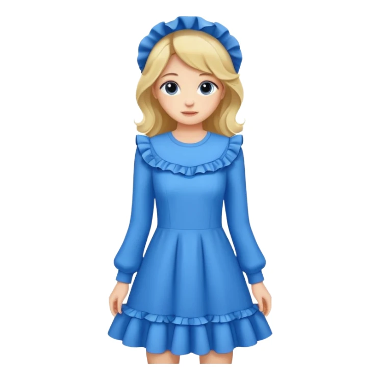 long sleeve blue dress with ruffles sticker