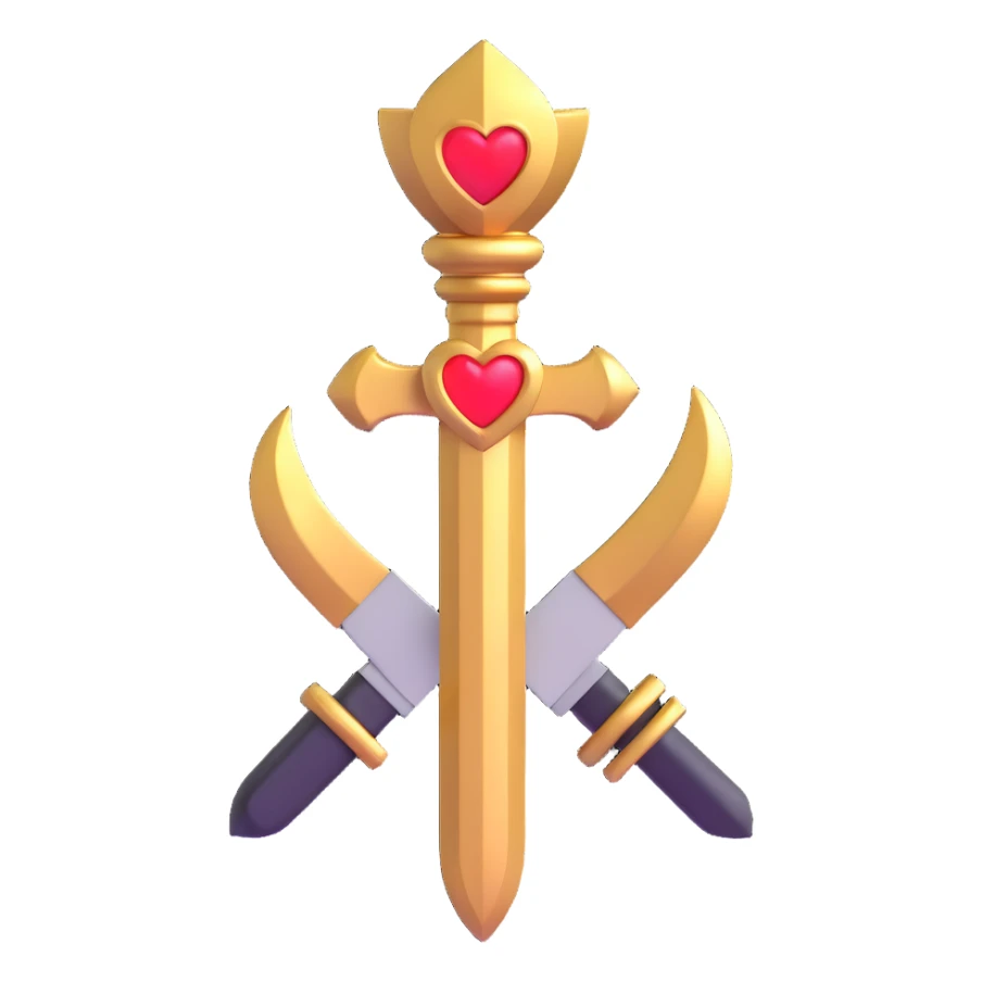 golden heart with a golden dagger crossing it sticker
