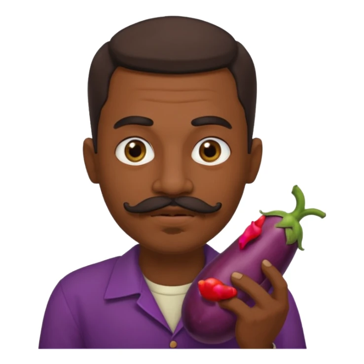 Egyptian man with moustache and goatee sucking on an eggplant  sticker