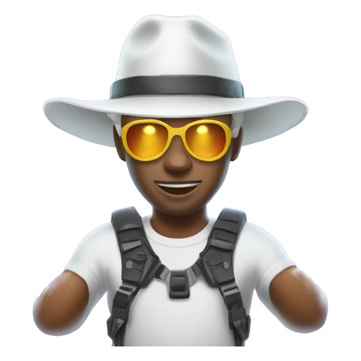 White Guy in glowing outfit and hat with bubble guns in each hand sticker