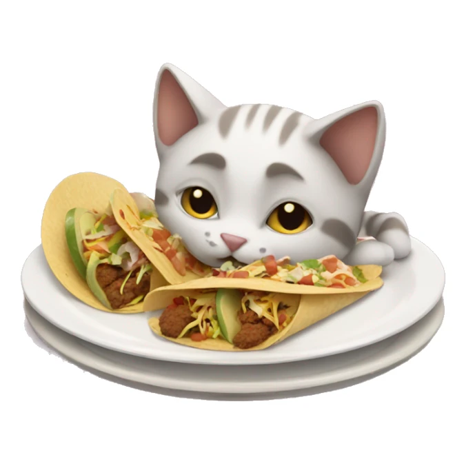 Cat eating a plate of tacos sticker