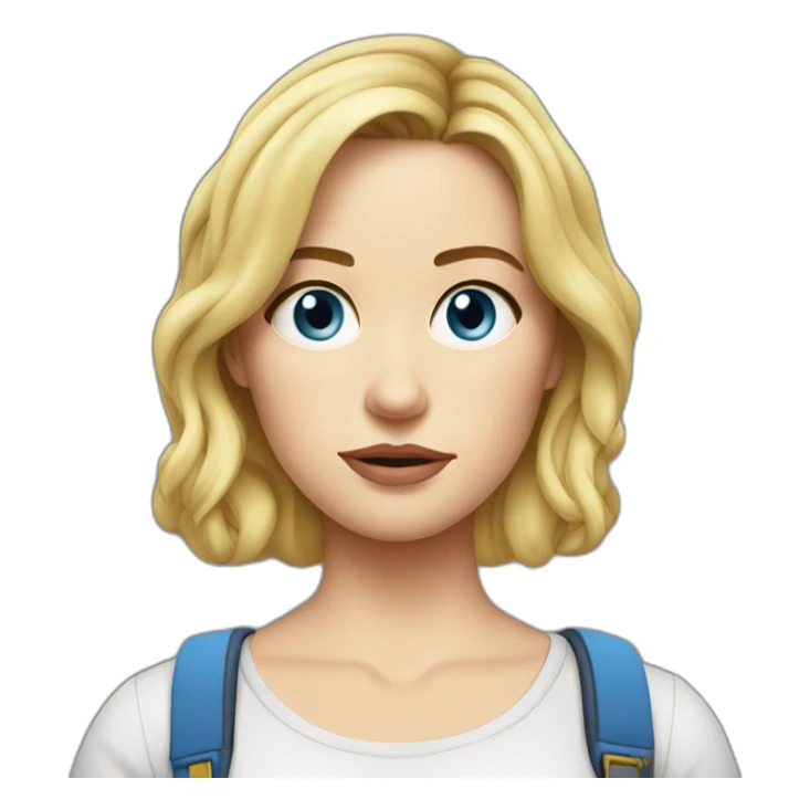 blonde Emily blunt serious cartoon wearing tee sticker