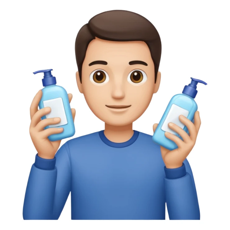 man holding skincare products sticker