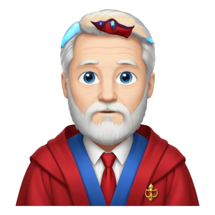 An older man with long white hair and beard, wearing a red tie and robe (possibly inspired by Dumbledore). sticker