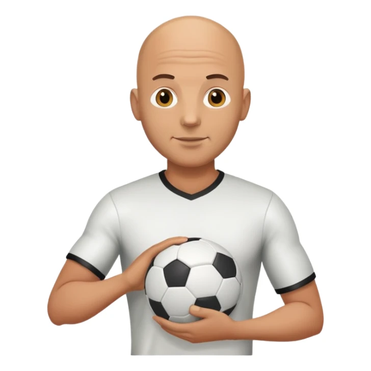 bald guy with football sticker