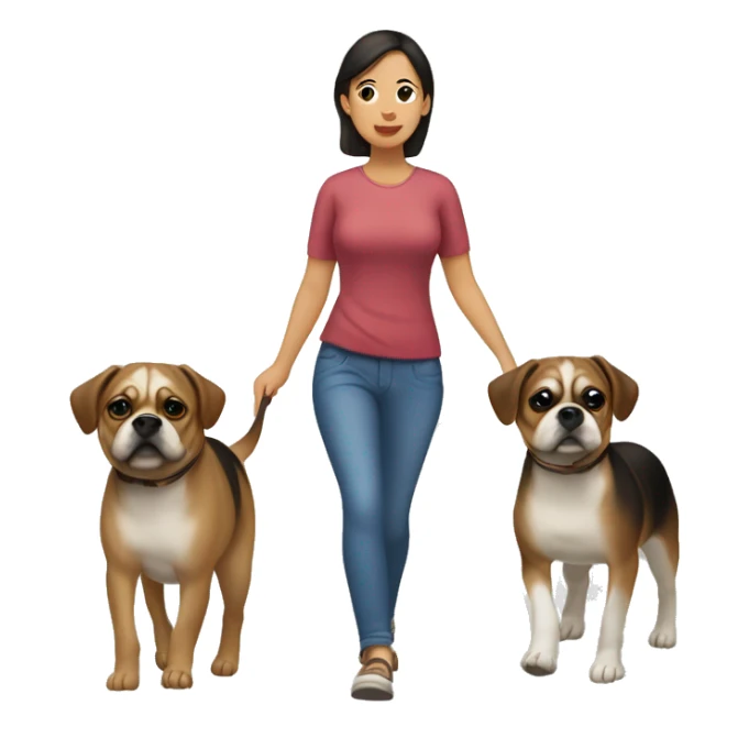 Mid 30s filipina walking two pugaliers sticker