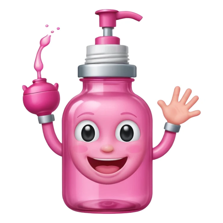 Smiling freaky baby oil bottle pink sticker