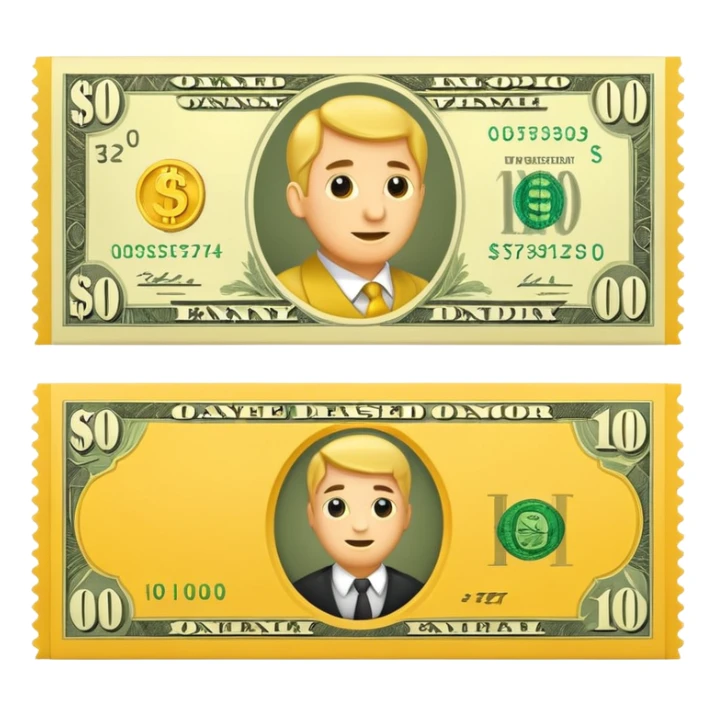 money bill colored yelow sticker