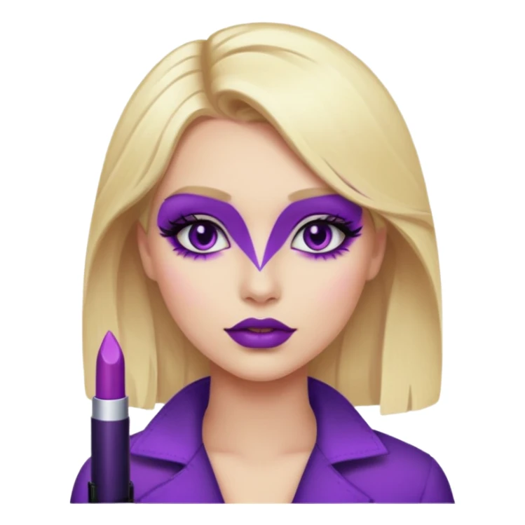 A blonde girl wearing a purple makeup sticker