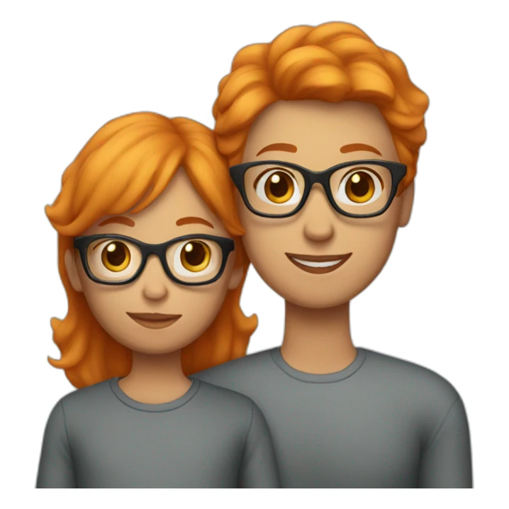 Mother in glasses with little boy orange hair sticker