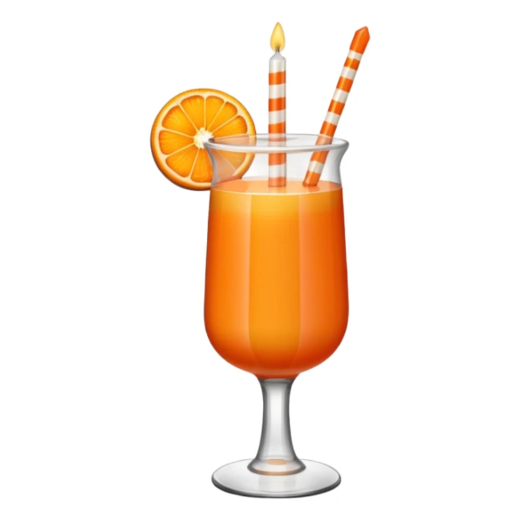 An orange fruit with a horizontal red stripe around the middle. 4 vertical cocktail sticks in the orange with small pieces of candy on the sticks. On top of the orange a small white lit candle. sticker
