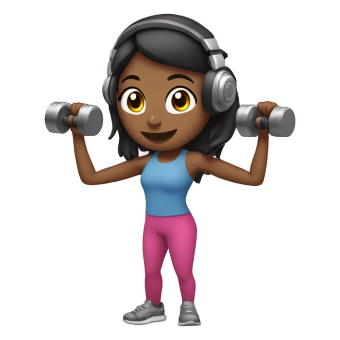 Girl with headphones on holding dumbbells  sticker